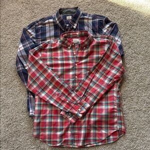 Two J.Crew Summer Plaid Long Sleeve XL Shirts